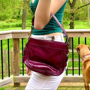 [Coach] Plum Mini Zoe Leather Shoulder Bag